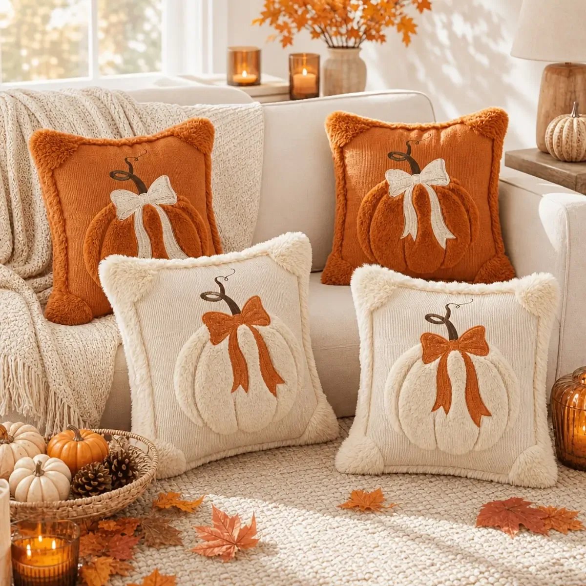 🎃3D Jacquard Pumpkin Pillow Covers – Instant Autumn Charm for Your Home! 🎃✨
