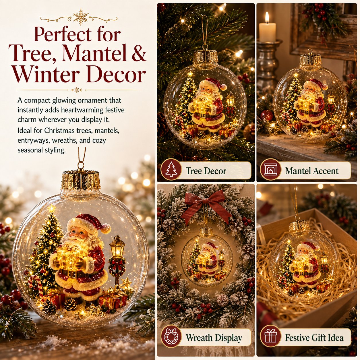 🎄 Illuminated Christmas Diorama Bauble — Instant Warm Glow & Festive Magic! ✨🕯️