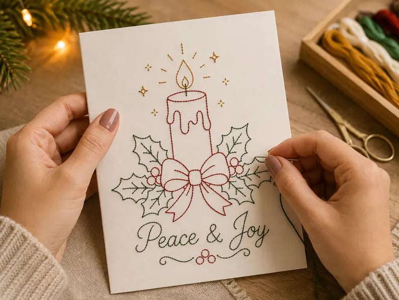 🎄 DIY Christmas Embroidery Card Kit--stitch your own heartfelt Christmas cards🩷