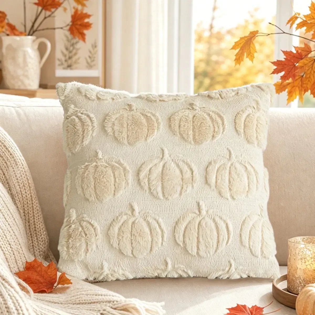 🎃3D Jacquard Pumpkin Pillow Covers – Instant Autumn Charm for Your Home! 🎃✨