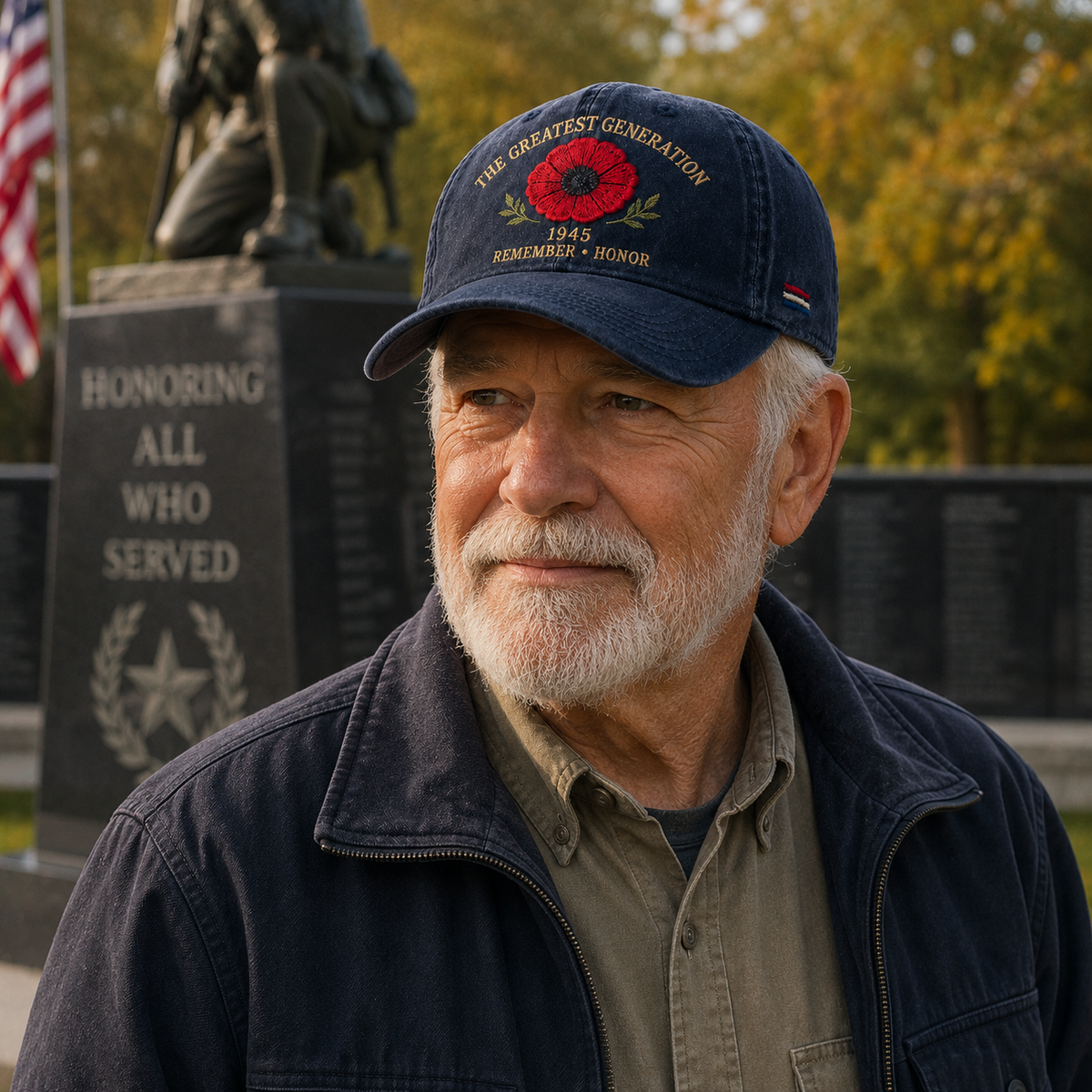 🎖️🌺 A Generation's Legacy — 1945 Remembrance Poppy Cap