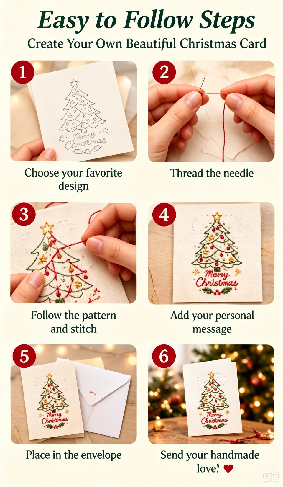 🎄 DIY Christmas Embroidery Card Kit--stitch your own heartfelt Christmas cards🩷