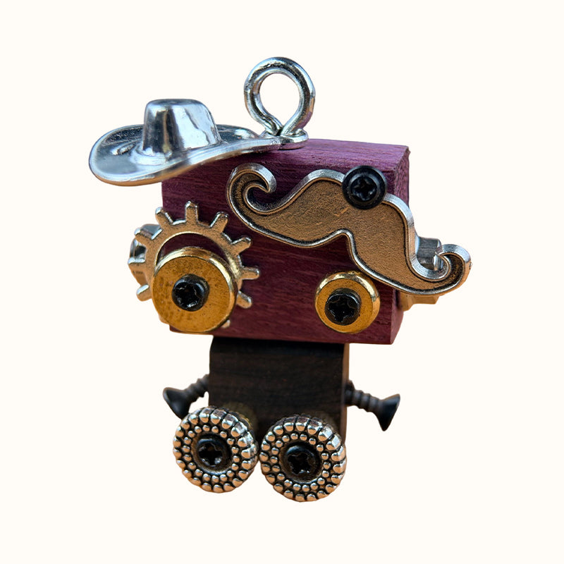 🤖 Handmade Original Cute Punk Robot Wooden Pendant