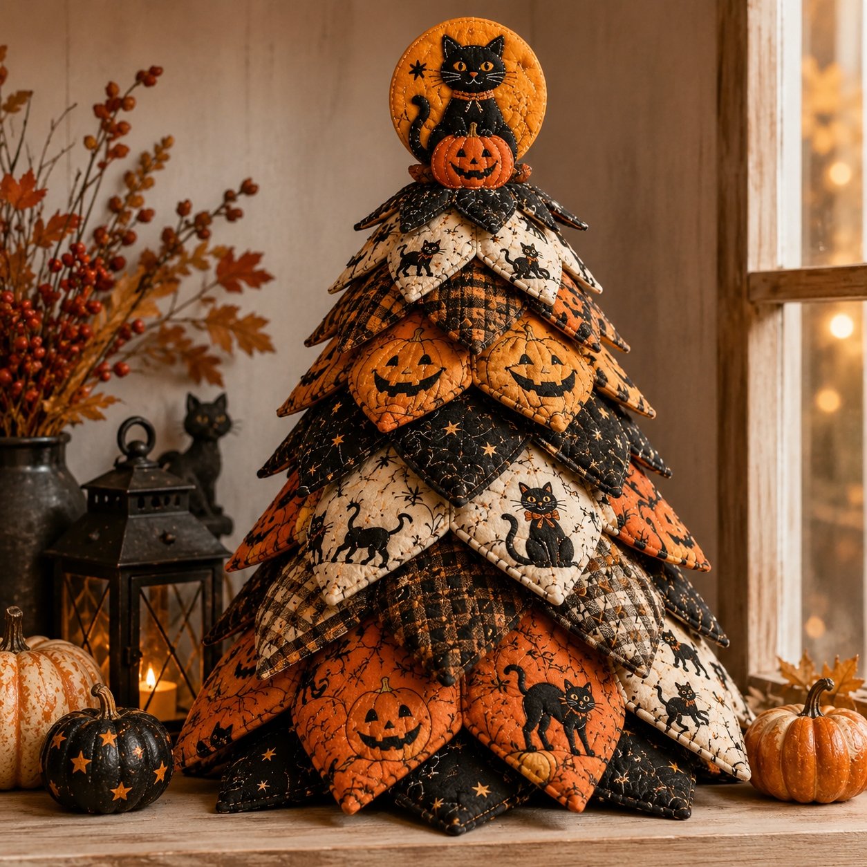 🎃🧵 DIY Halloween Quilted Fabric Tree Kit – Festive Halloween Countdown! 🎃✨
