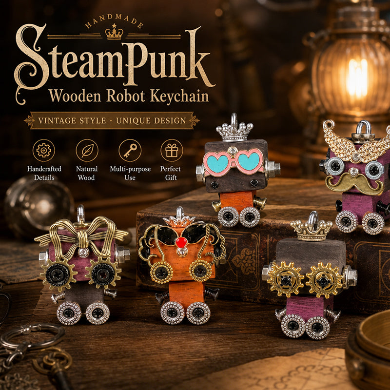 🤖 Handmade Original Cute Punk Robot Wooden Pendant