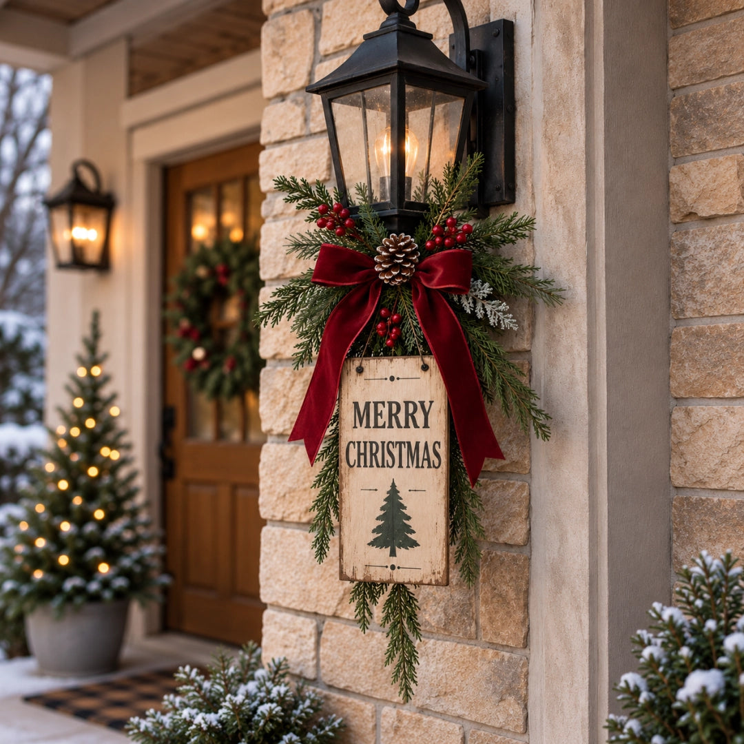 🎄🏮 Vintage Christmas Lantern Swag--make your entrance feel like Christmas again