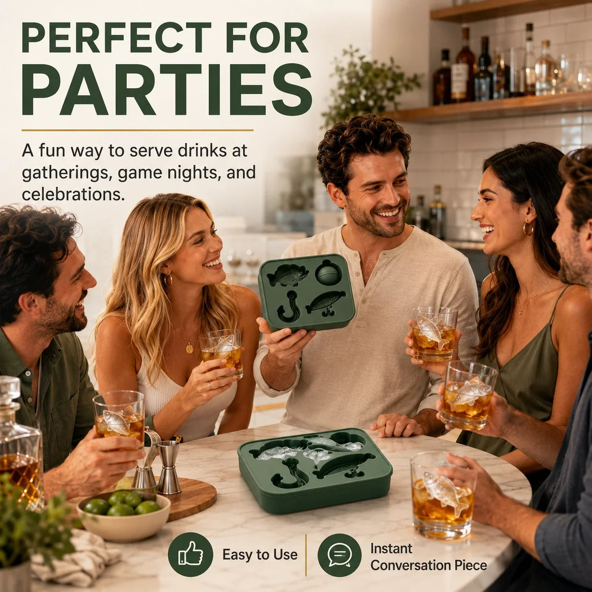 🎣🧊 Fishing-Themed Ice Mould – 4 Shapes (Fish, Bait, Hook & Float)