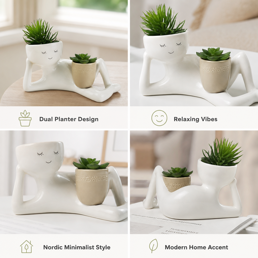 🌵Lazy Lounger Face Planter(Creative Double-Pot Edition) ✨