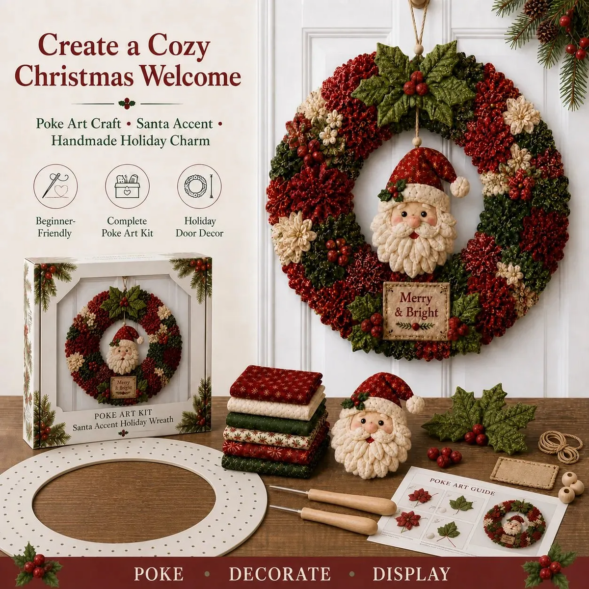 🎄 DIY Christmas Wreath Kit with Pinboard Art – Handmade Christmas Window Decoration