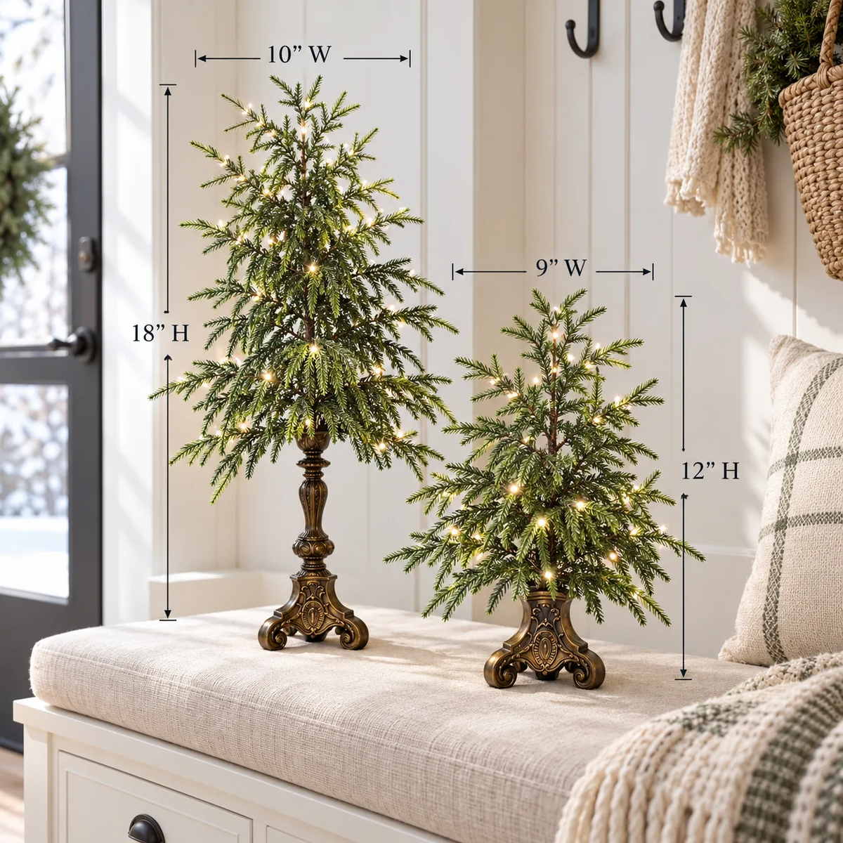 🎄Vintage Lighted Norfolk Pine Trees--Warm LED Glow, Timeless Christmas Table Decor🎁