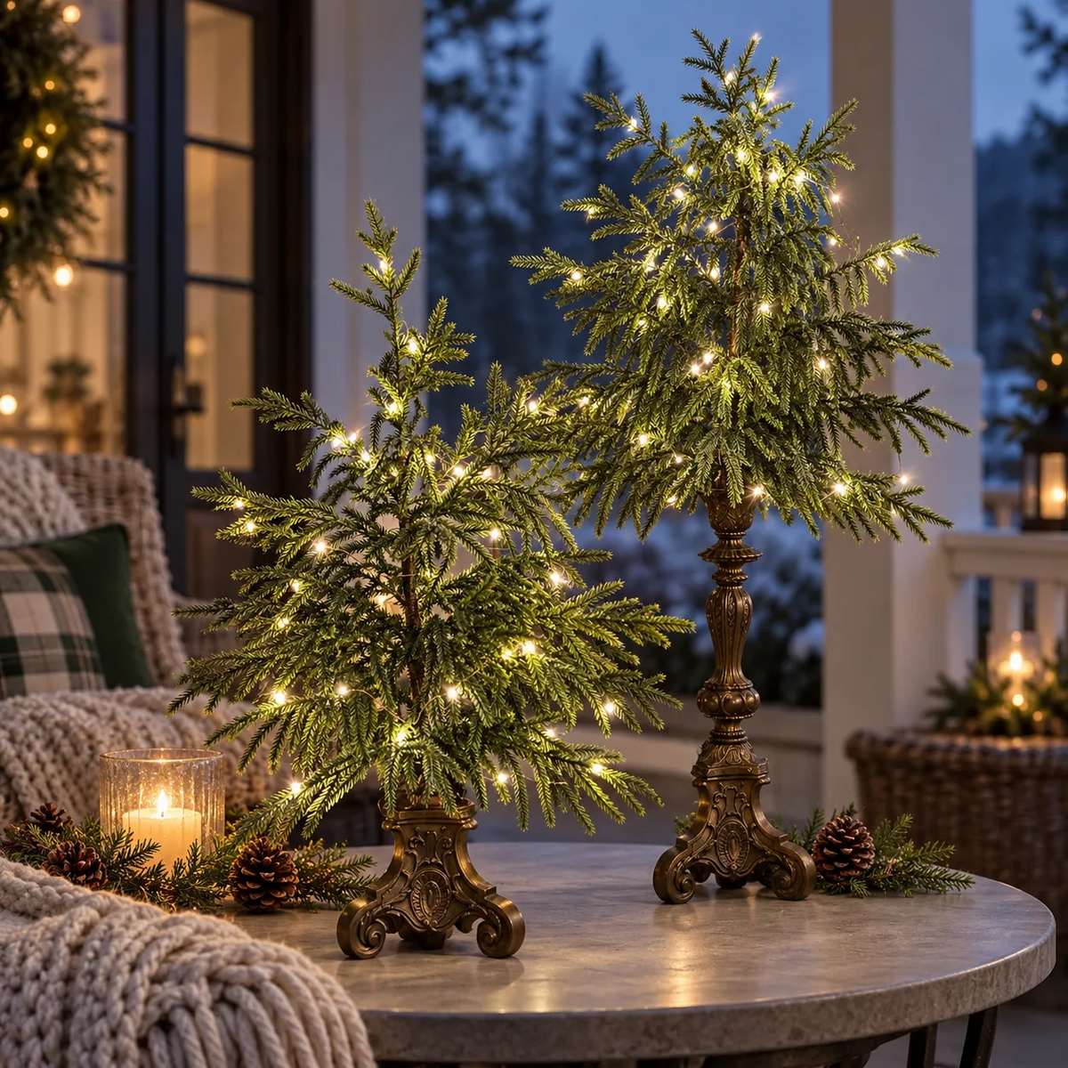 🎄Vintage Lighted Norfolk Pine Trees--Warm LED Glow, Timeless Christmas Table Decor🎁