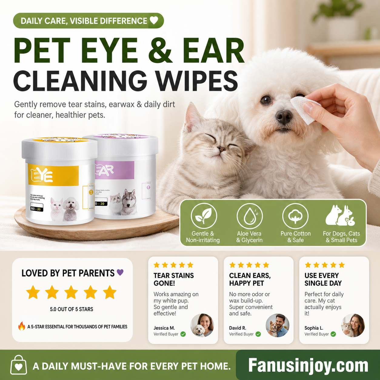 ✨️Surprise: 49% off 🐈Gentle Eye and Ear Cleaning Wipes for Pets 🐾✨