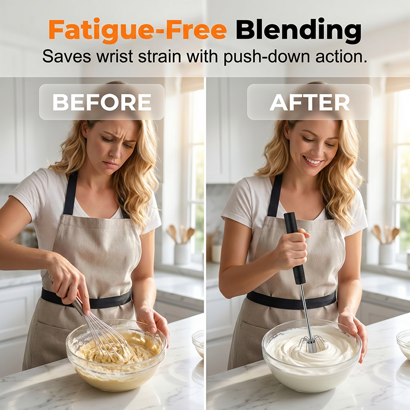 ⚡ Push-Down Semi-Automatic Whisk — Easy Hand Egg Beater 🧁