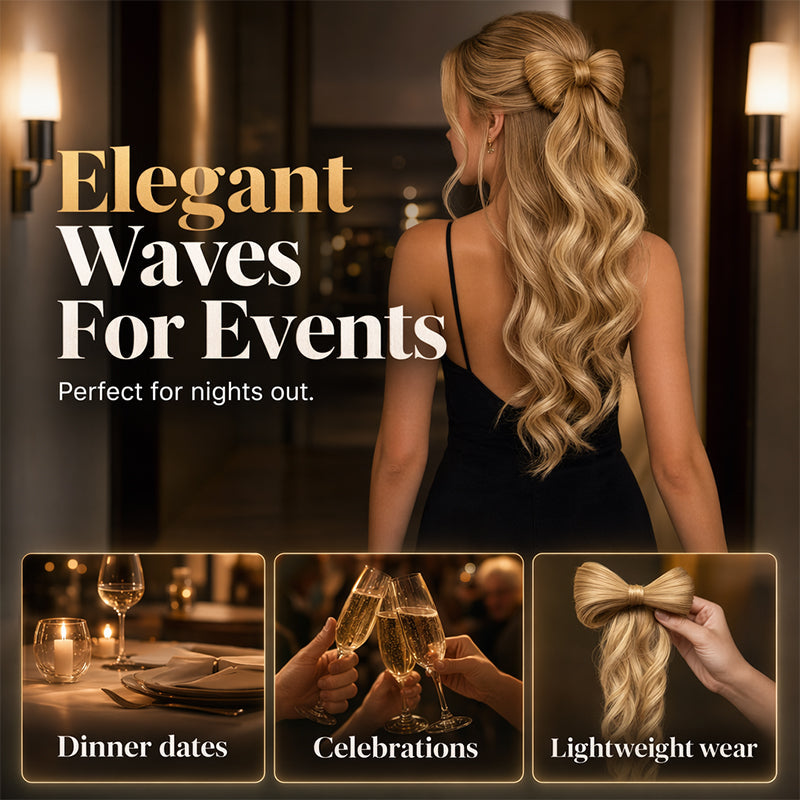 🎀 "Elegant Bow" Claw-Clip Ponytail Extension — Instant Glamour in One Click! ✨
