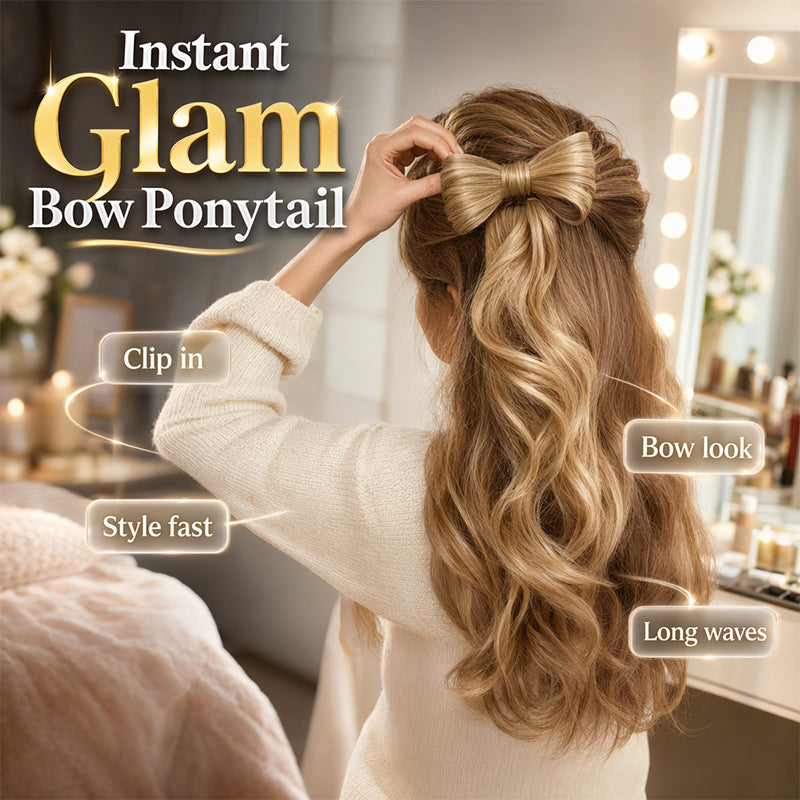 🎀 "Elegant Bow" Claw-Clip Ponytail Extension — Instant Glamour in One Click! ✨