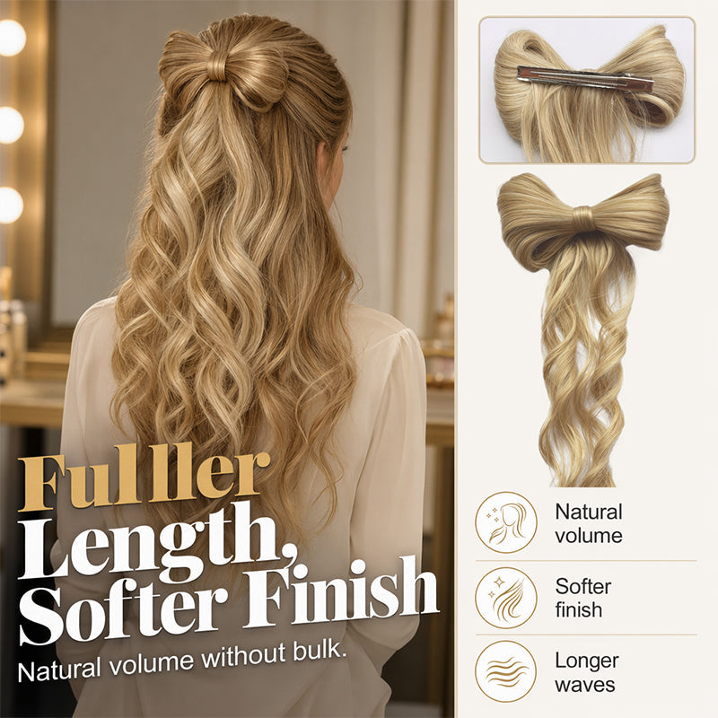 🎀 "Elegant Bow" Claw-Clip Ponytail Extension — Instant Glamour in One Click! ✨