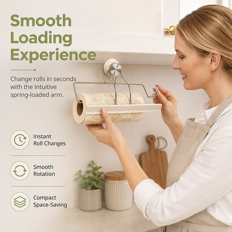 🧻🔧 Suction cup paper towel dispenser - tear with one hand, without drilling into your walls