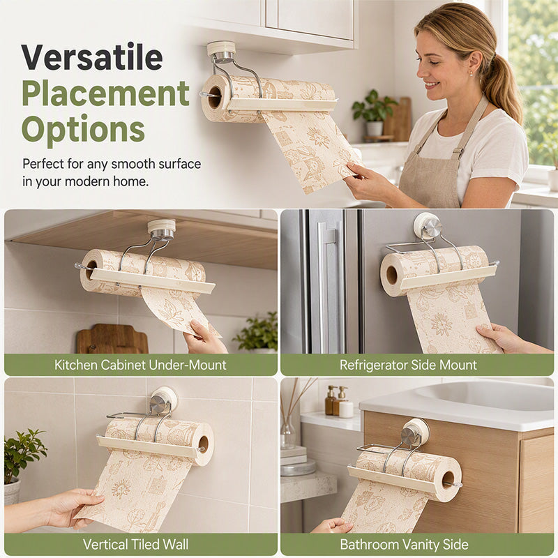 🧻🔧 Suction cup paper towel dispenser - tear with one hand, without drilling into your walls