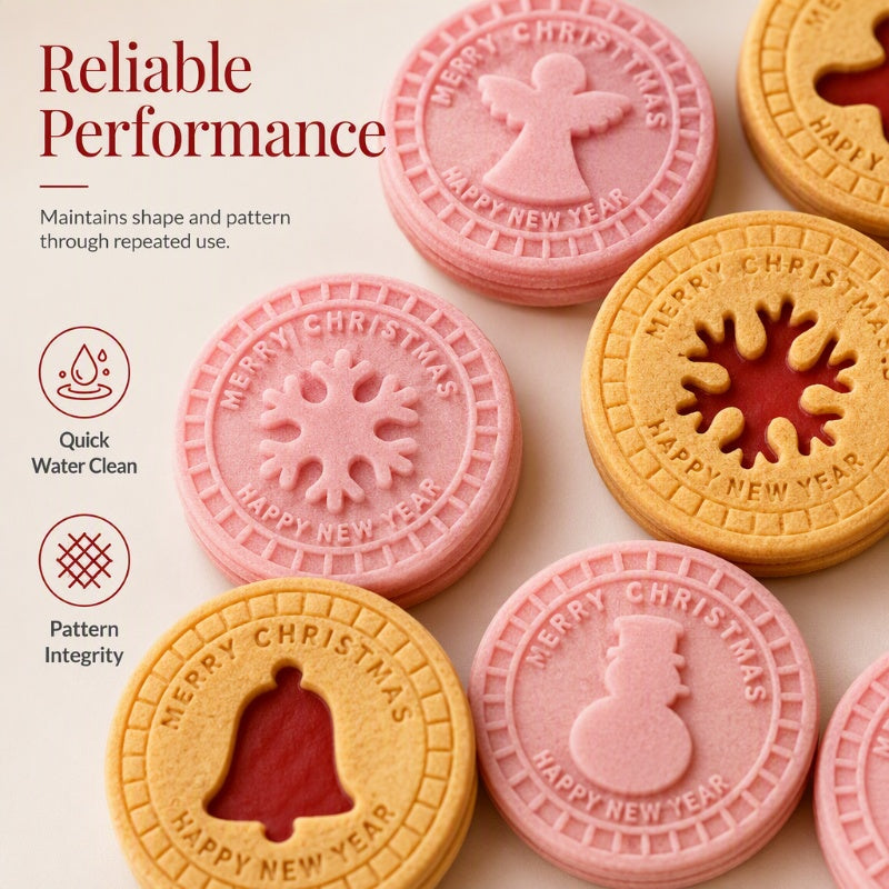 🎄🍪 3D Christmas Cookie Mold Set (9 Stamps)--press once, and festive patterns appear