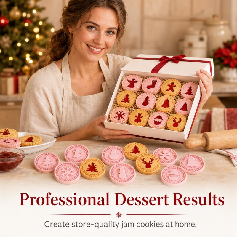 🎄🍪 3D Christmas Cookie Mold Set (9 Stamps)--press once, and festive patterns appear