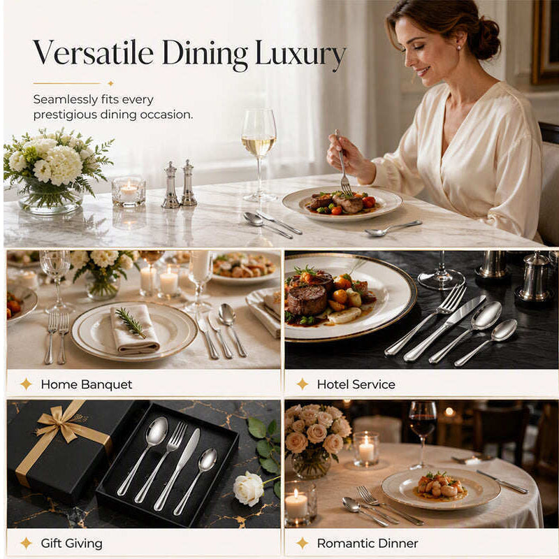 🍽️✨ 4-Piece Stainless Steel Cutlery Set--elegant dining for everyday and special occasions